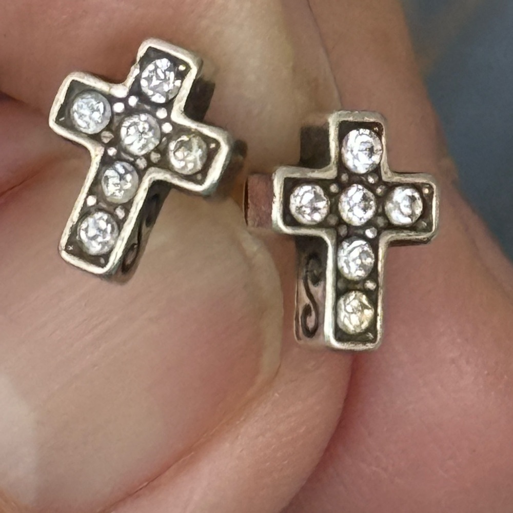 Brighton Silver Cross Earrings with Sparkling Stones